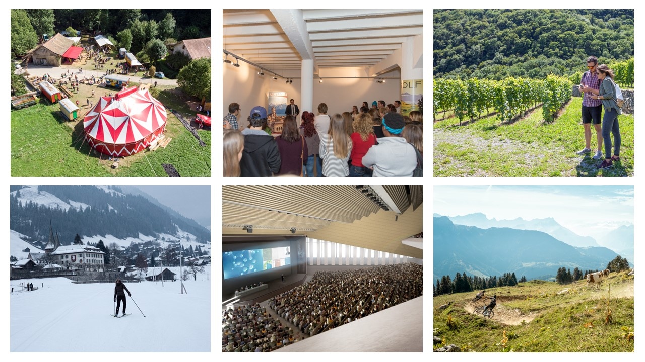 mosaïque de photos illustrant les tourisme dans le canton de vaud